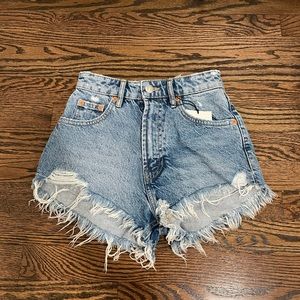 Zara high waisted dark wash jean shorts
